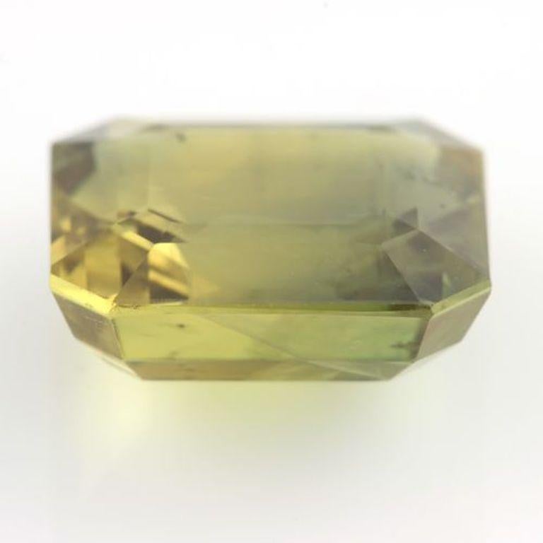 10.23ct Loose Sapphire Gemstone, Square Rectangle Green Yellow In Excellent Condition In Greensboro, NC