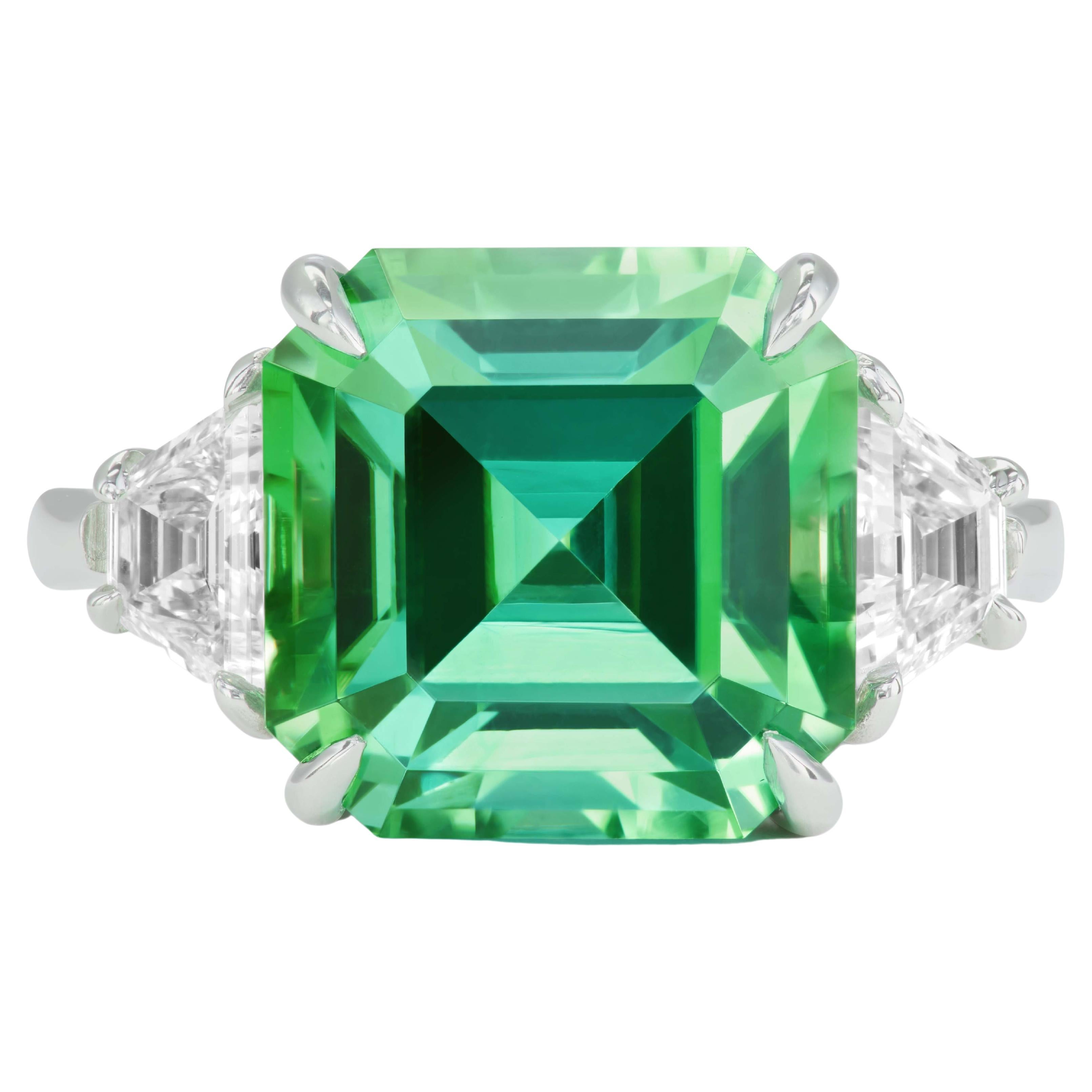 10.23 ct. Mint Green Tourmaline "GRACE" Ring, Platinum 