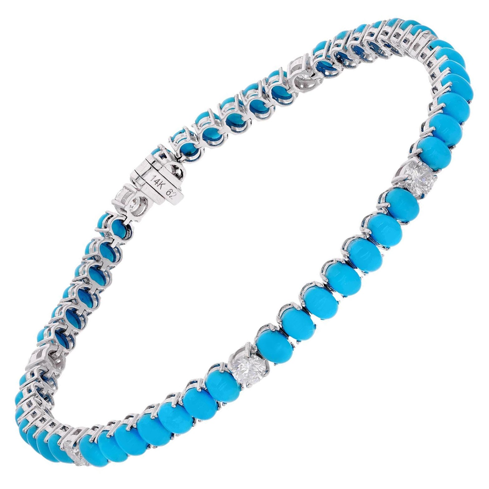 10,23TCW Arizona Türkis SI/H Diamant-Tennis-Armband 14k massivem Weißgold