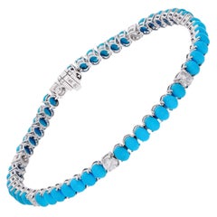 10,23TCW Arizona Türkis SI/H Diamant-Tennis-Armband 14k massivem Weißgold