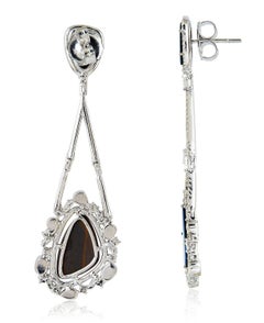 10.24 Carat Opal Diamond 18 Karat Gold Earrings