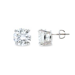 10.24 Carat TW Triple Excellent Round Cut Brilliant Diamond Stud Earrings