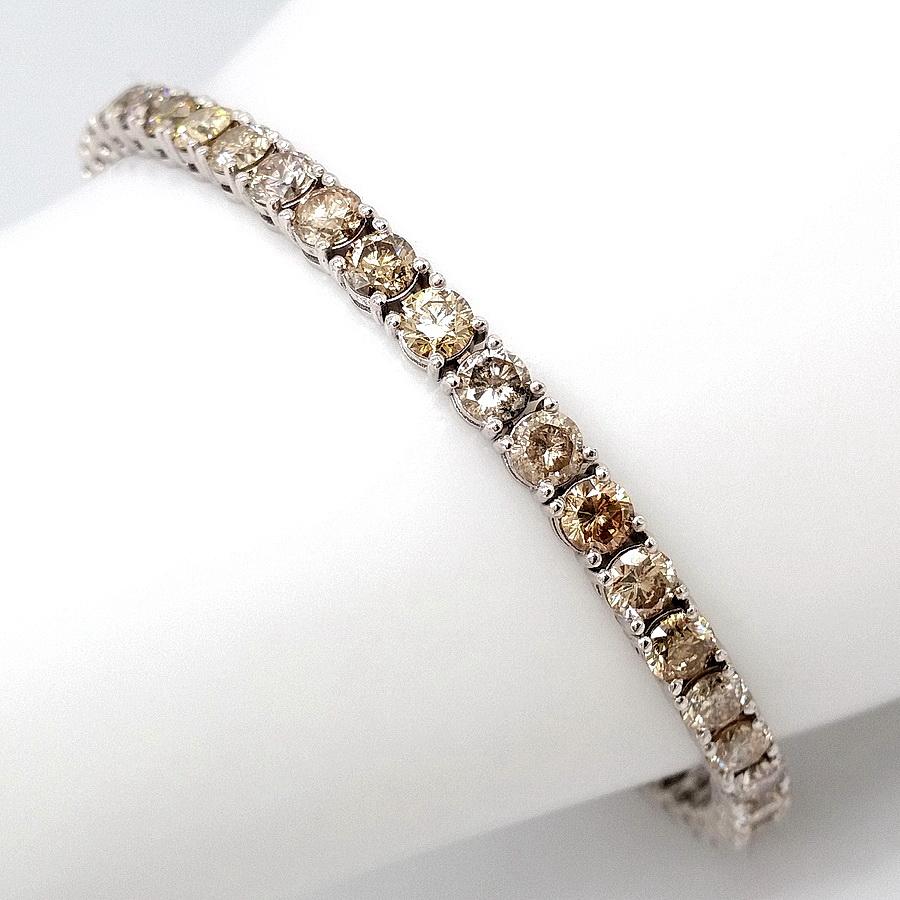 Taille ronde Bracelet en or blanc 14 carats avec diamants naturels de couleur fantaisie de 10,24 carats certifiés IGI 