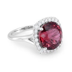 Natural Red Tourmaline Gemstone 10.25 cts in 14K White Gold Ring with Diamonds