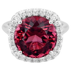 10.25 Сarats Tourmaline rouge Diamants sertis dans une bague en or blanc 14K