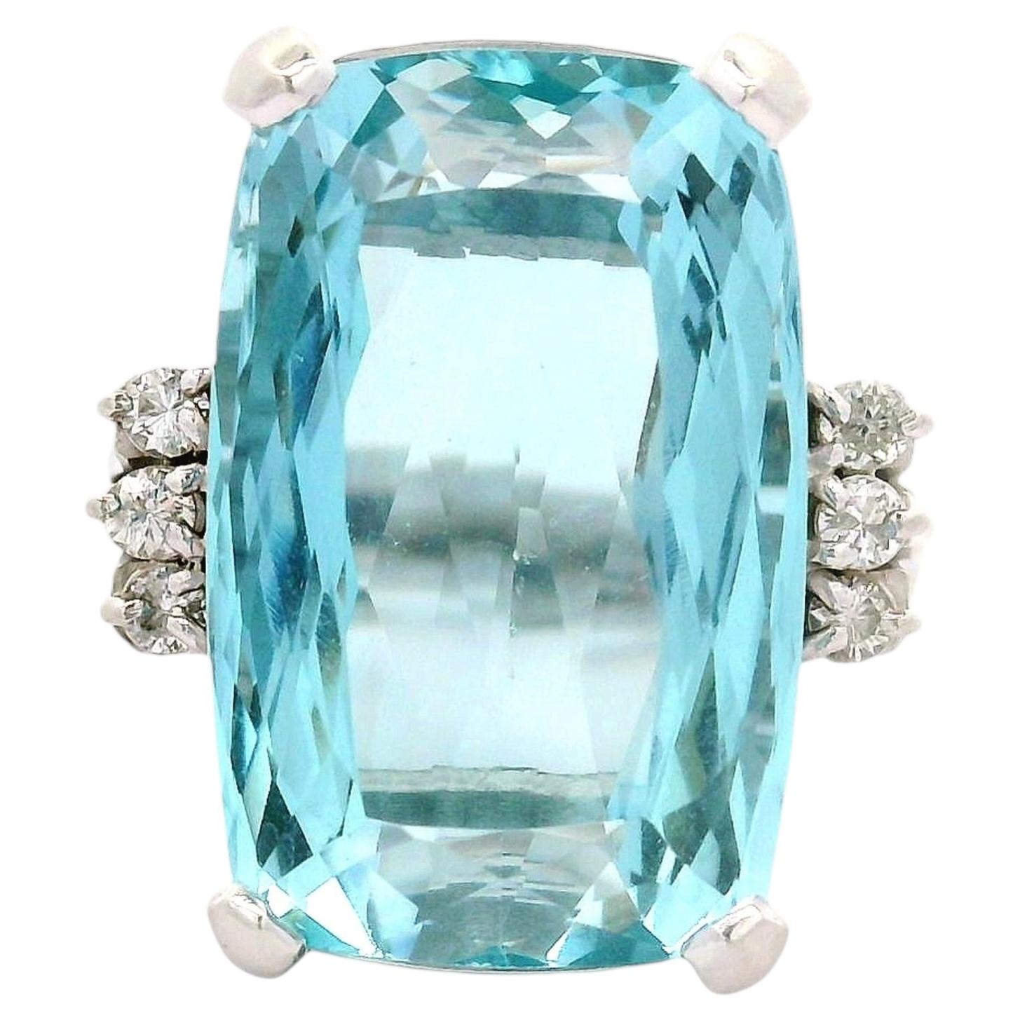 10.25 Carat Aquamarine Diamond Platinum Ring