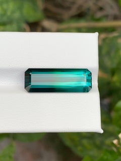 10.25 Carat Natural Loose Bicolor Blue Tourmaline Emerald Cut Afghan Gemstone