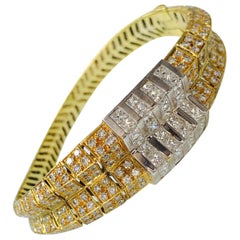 Bracelet jonc en or blanc 18 carats avec diamants blancs de 10,25 carats