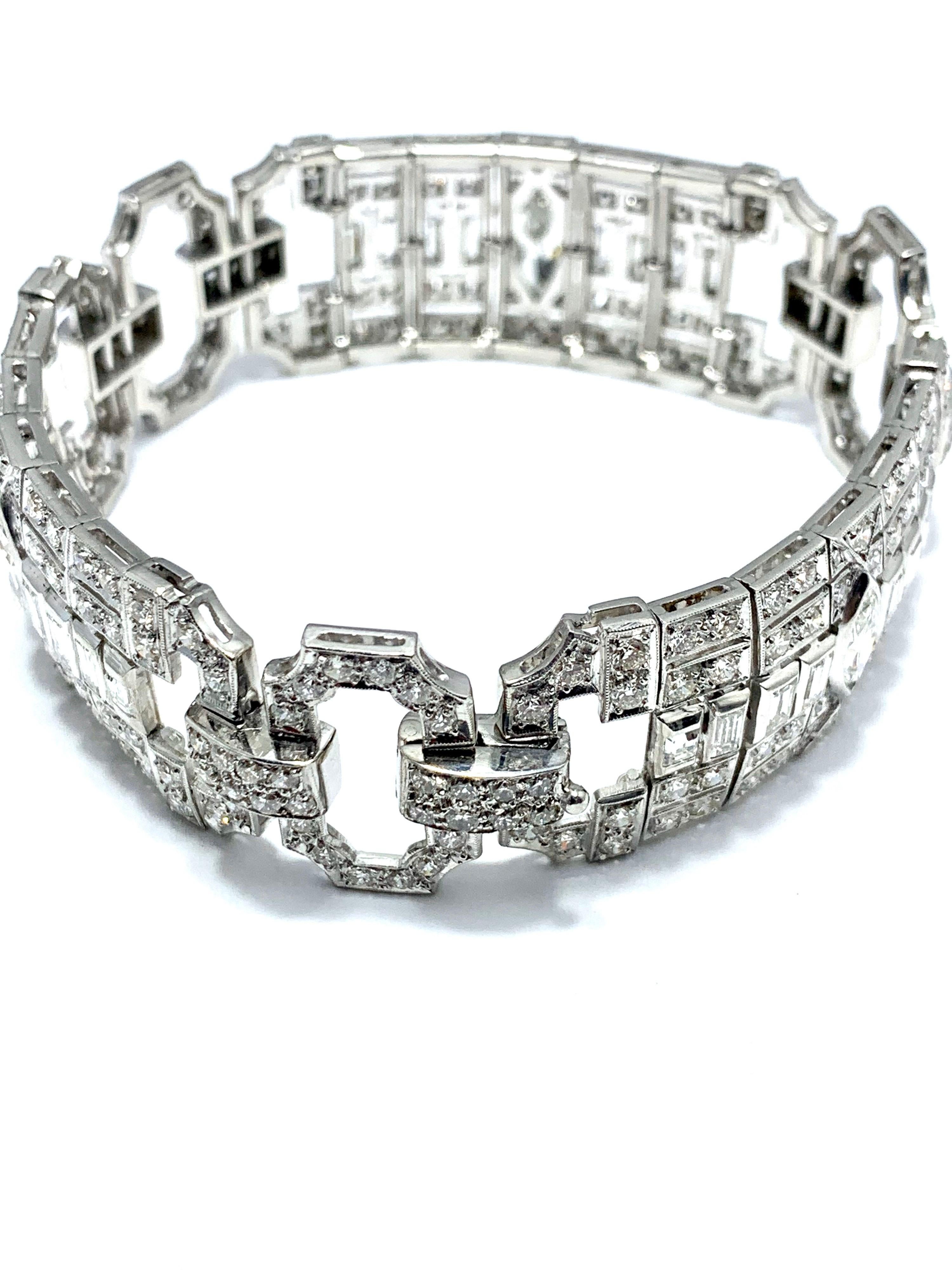10.25 Carat Art Deco Style Diamond and Platinum Bracelet 1