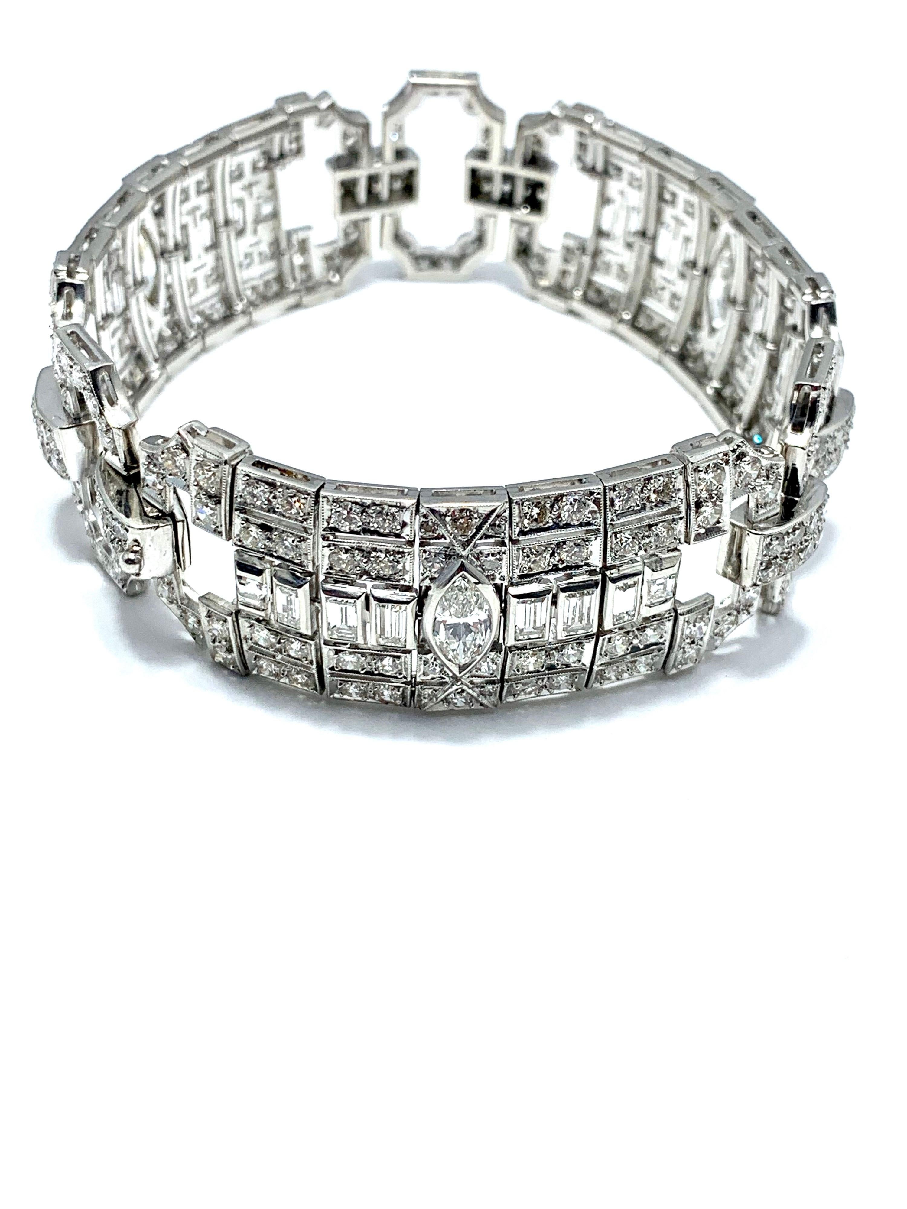 10.25 Carat Art Deco Style Diamond and Platinum Bracelet 2