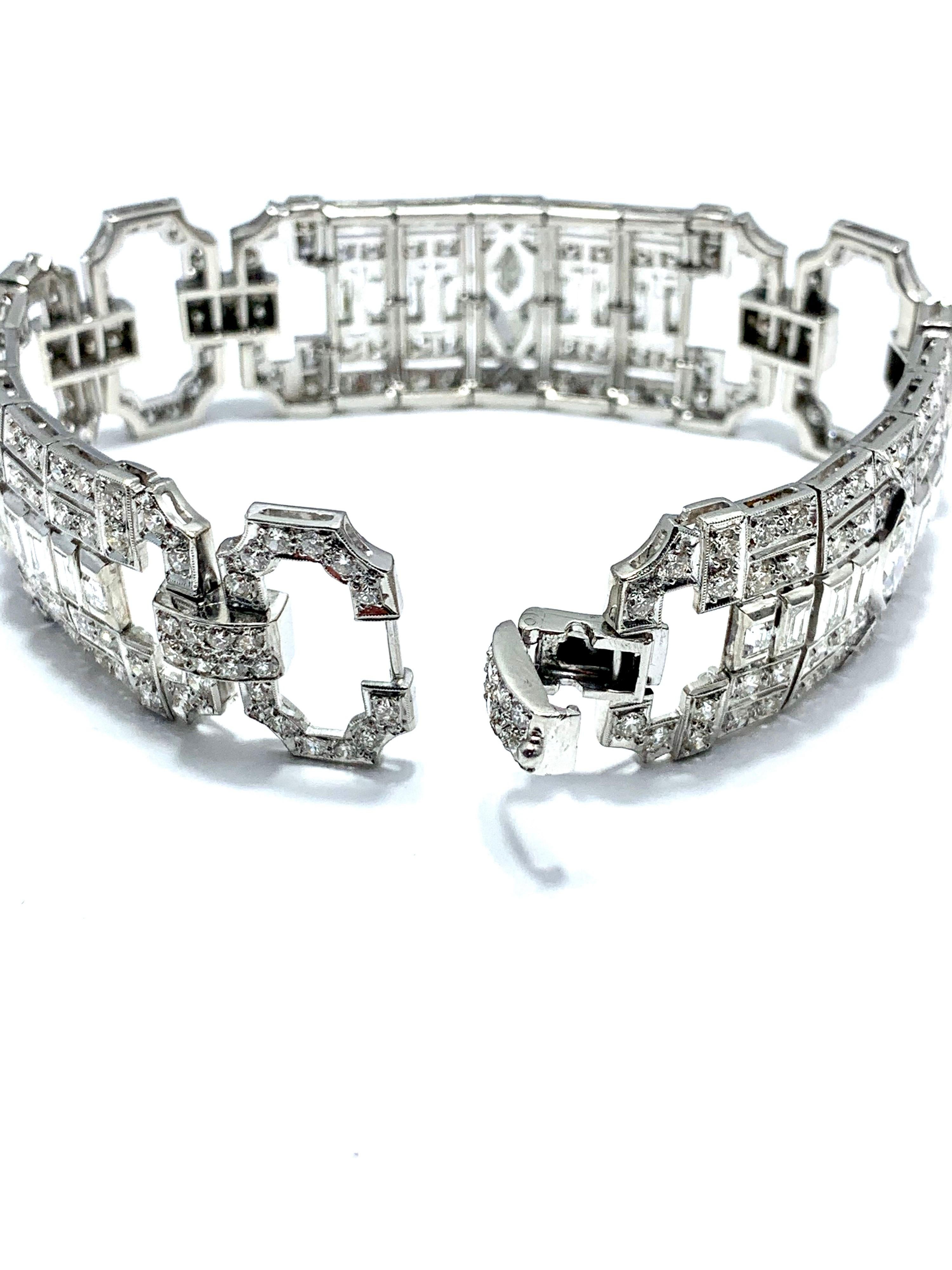 10.25 Carat Art Deco Style Diamond and Platinum Bracelet 3