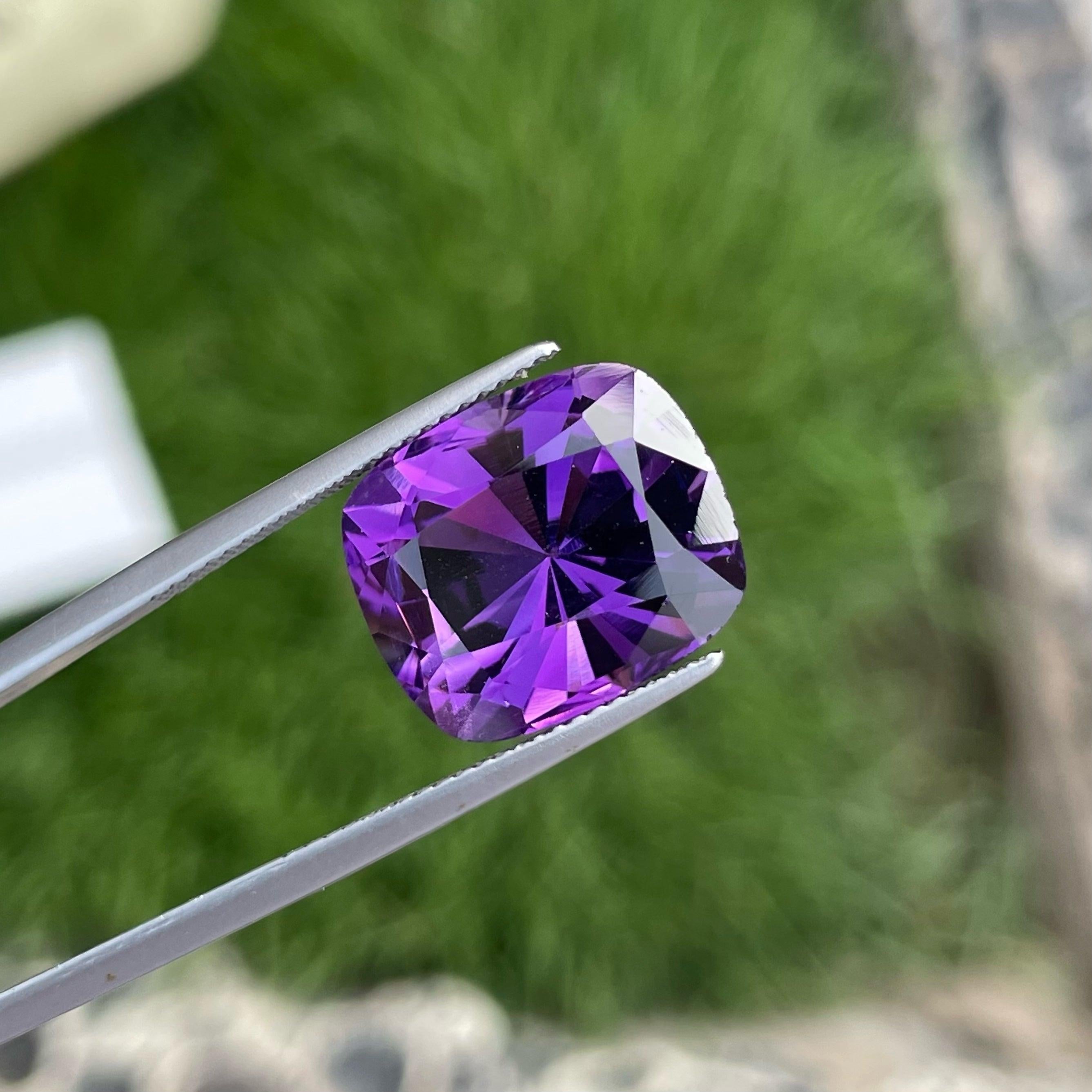 Natural Gorgeous Amethyst Gem, available for sale, natural high quality flawless 10.25 carats, faceted Cushion Cut, certified amethyst from Brazil.

 Product Information:
GEMSTONE TYPE	Natural Gorgeous Amethyst Gem
WEIGHT	10.25