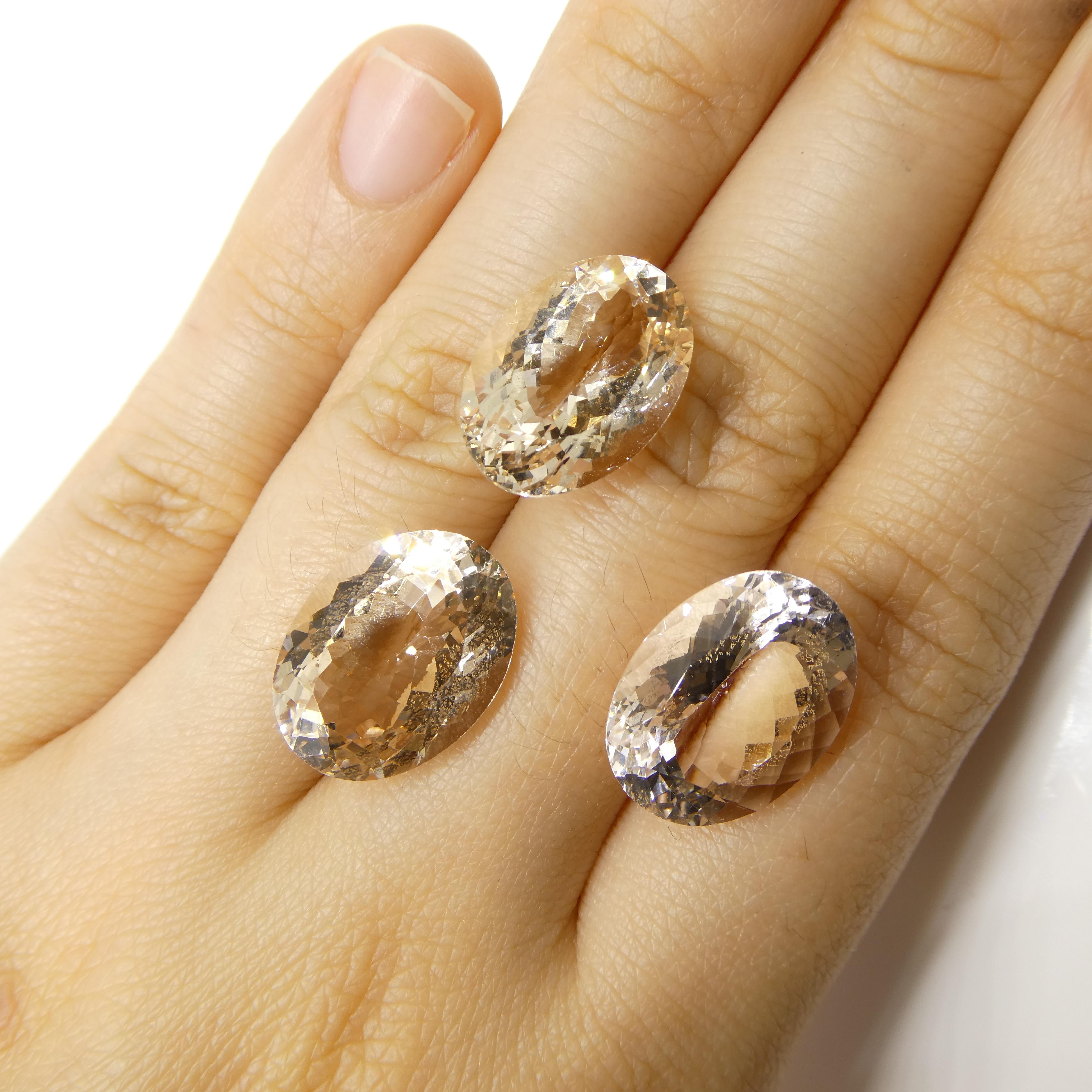 Paire de Morganite ovale 10.25 ct Unisexe en vente