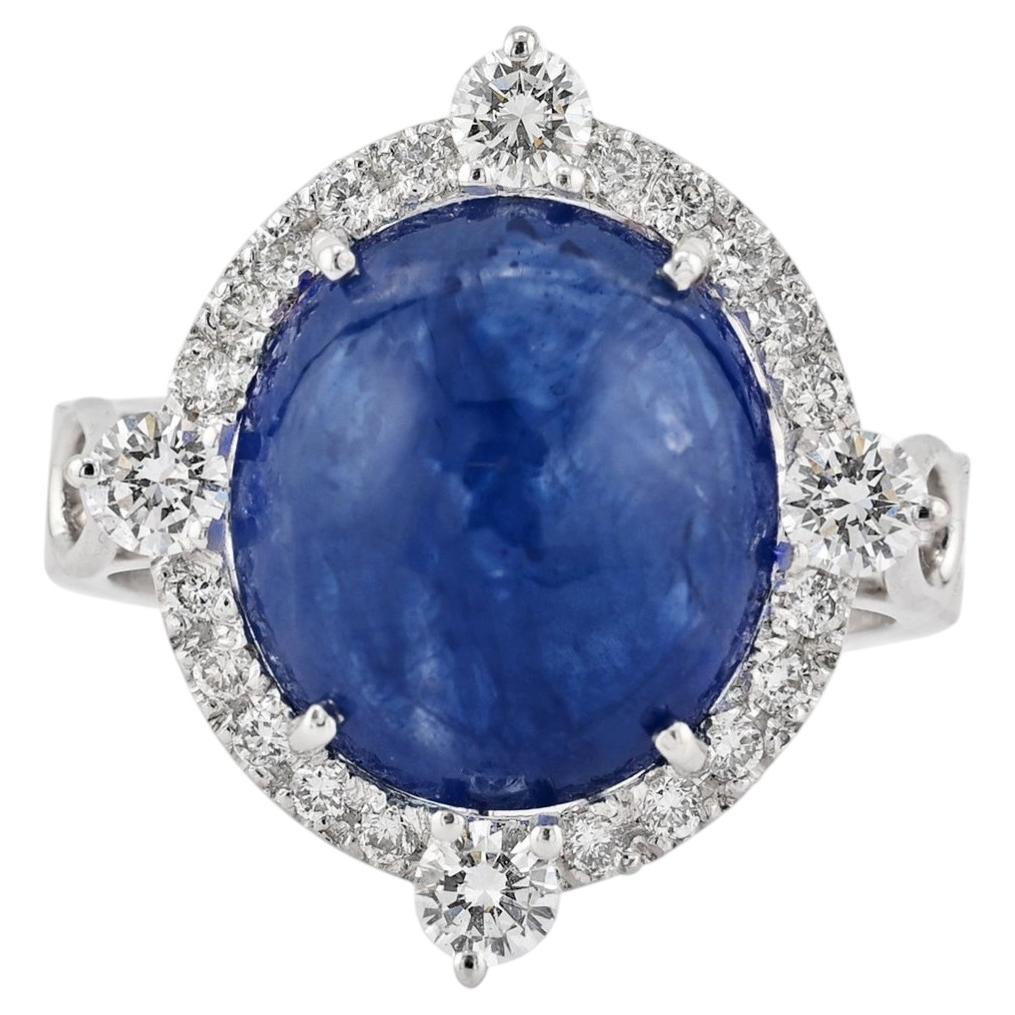 10,25 ct. Bague en or blanc 18k avec saphir et diamant