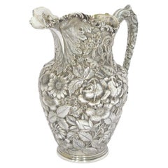 Sterling Silver Baltimore Silversmiths Antique Floral Repousse Pitcher