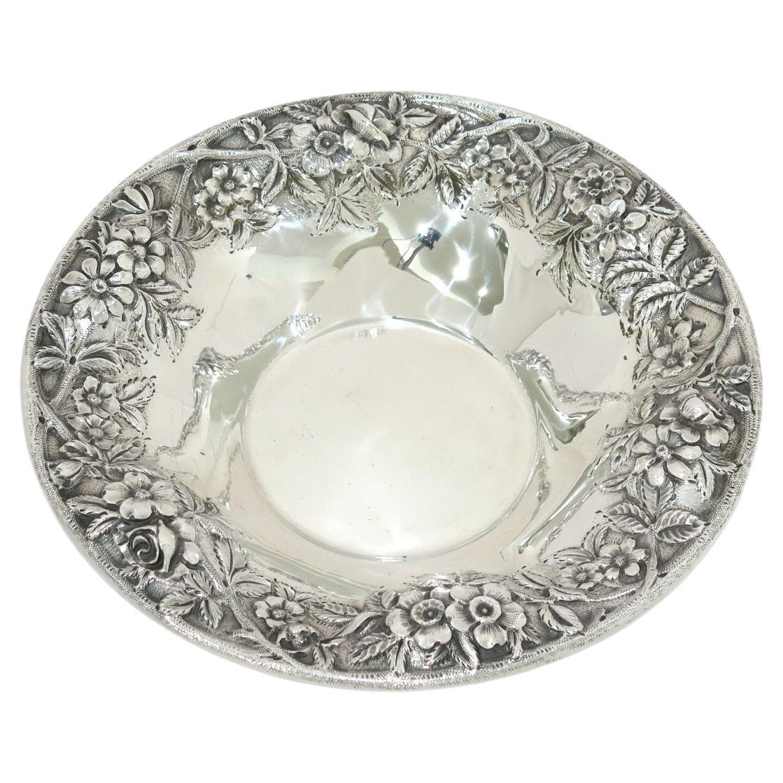 Sterling Silver S. Kirk & Son Antique Floral Repousse Serving Bowl