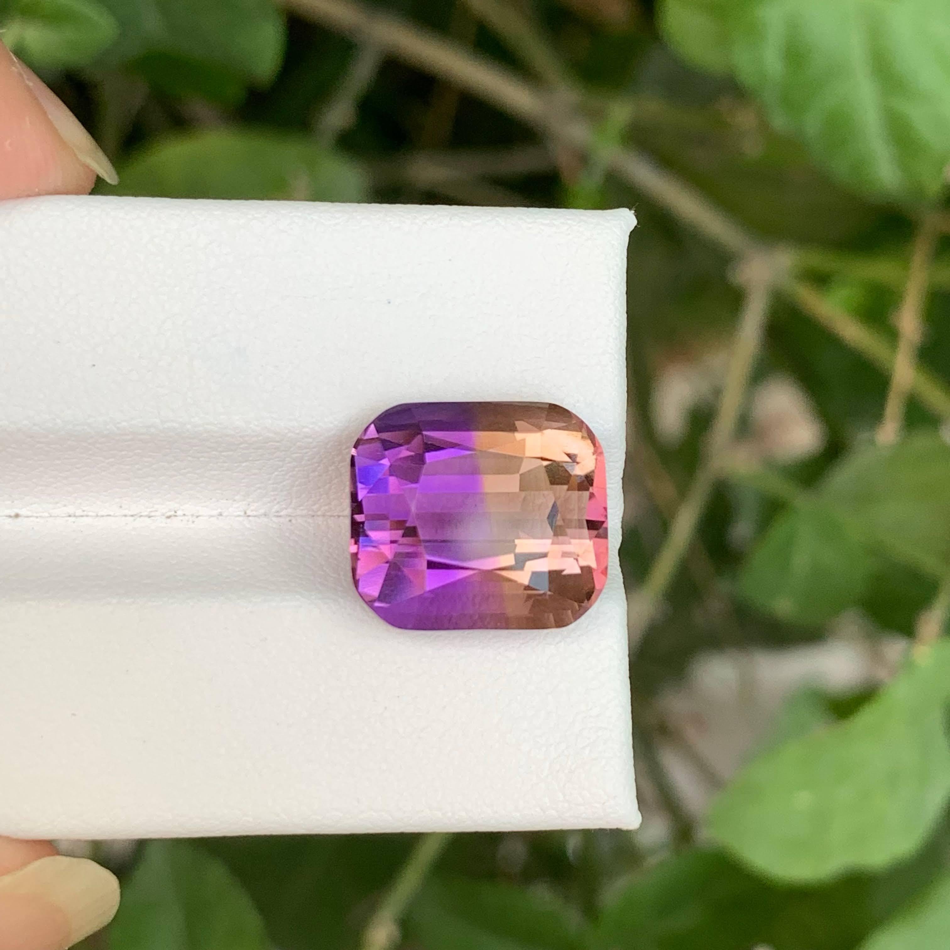10.25 Loose Pretty Bi Color Ametrine Stone Cushion Cut Natural Brazil Gemstone in vendita 4