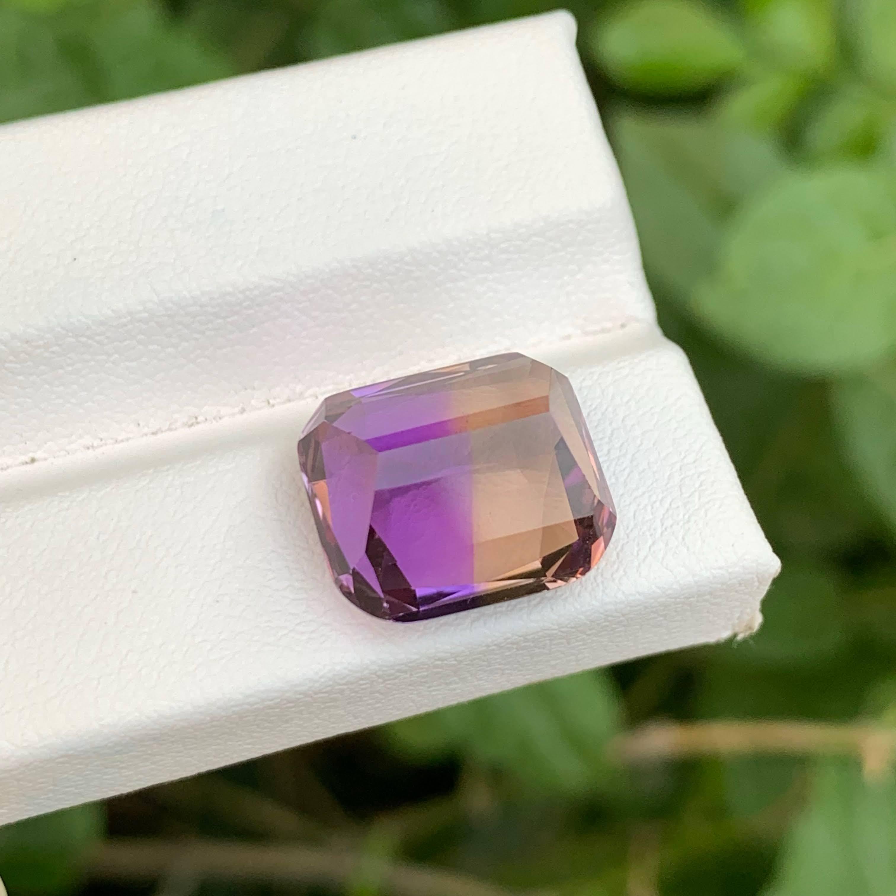 Moderno 10.25 Loose Pretty Bi Color Ametrine Stone Cushion Cut Natural Brazil Gemstone in vendita