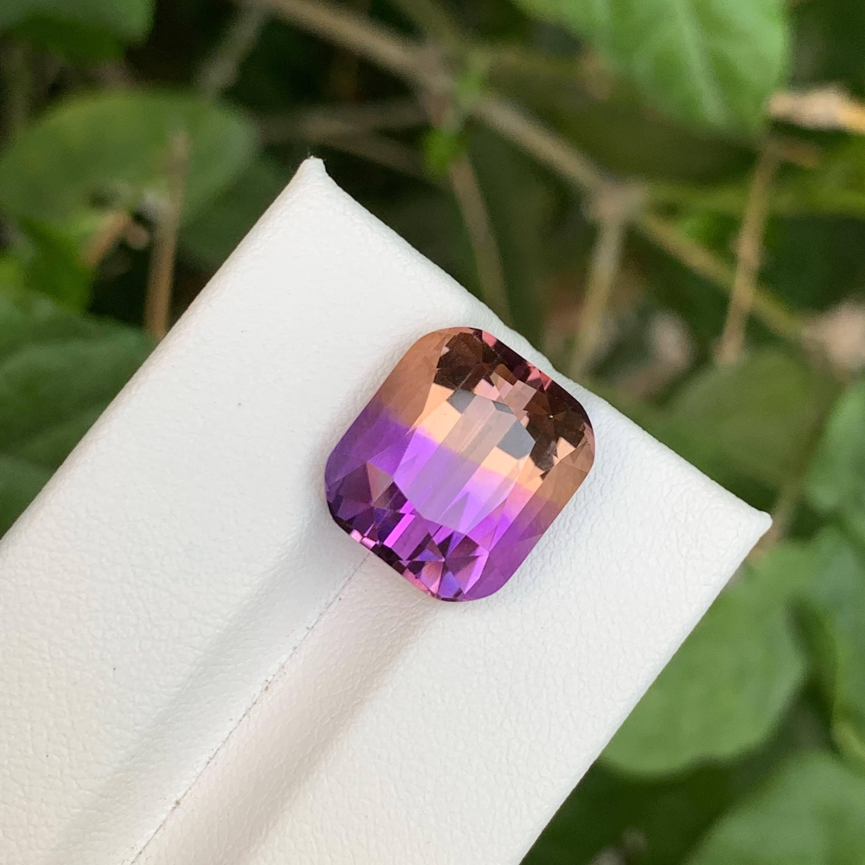 10.25 Loose Pretty Bi Color Ametrine Stone Cushion Cut Natural Brazil Gemstone In condizioni Nuovo in vendita a Bangkok, TH