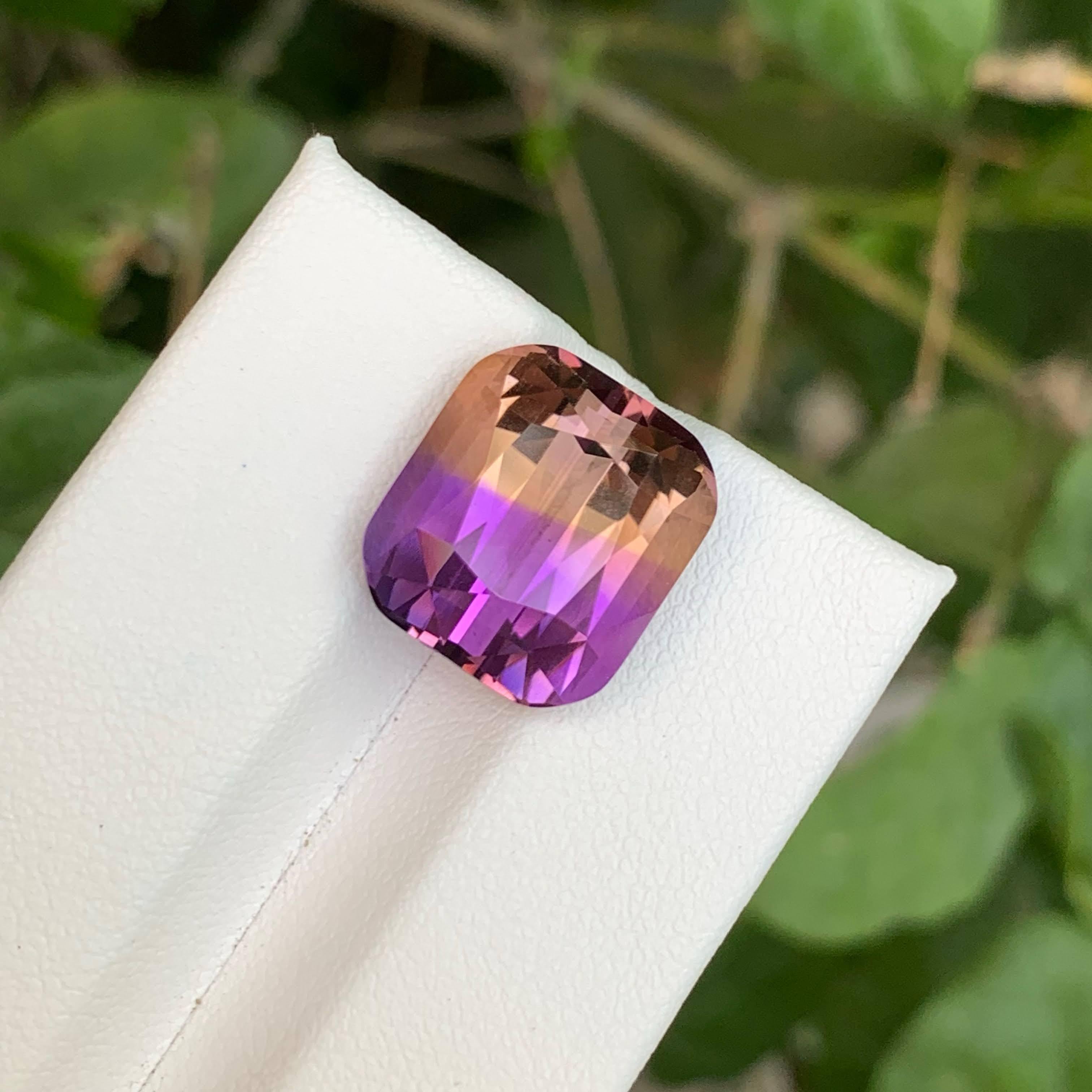 10.25 Loose Pretty Bi Color Ametrine Stone Cushion Cut Natural Brazil Gemstone in vendita 2