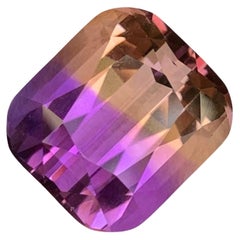 10.25 Loose Pretty Bi Color Ametrine Stone Cushion Cut Natural Brazil Gemstone