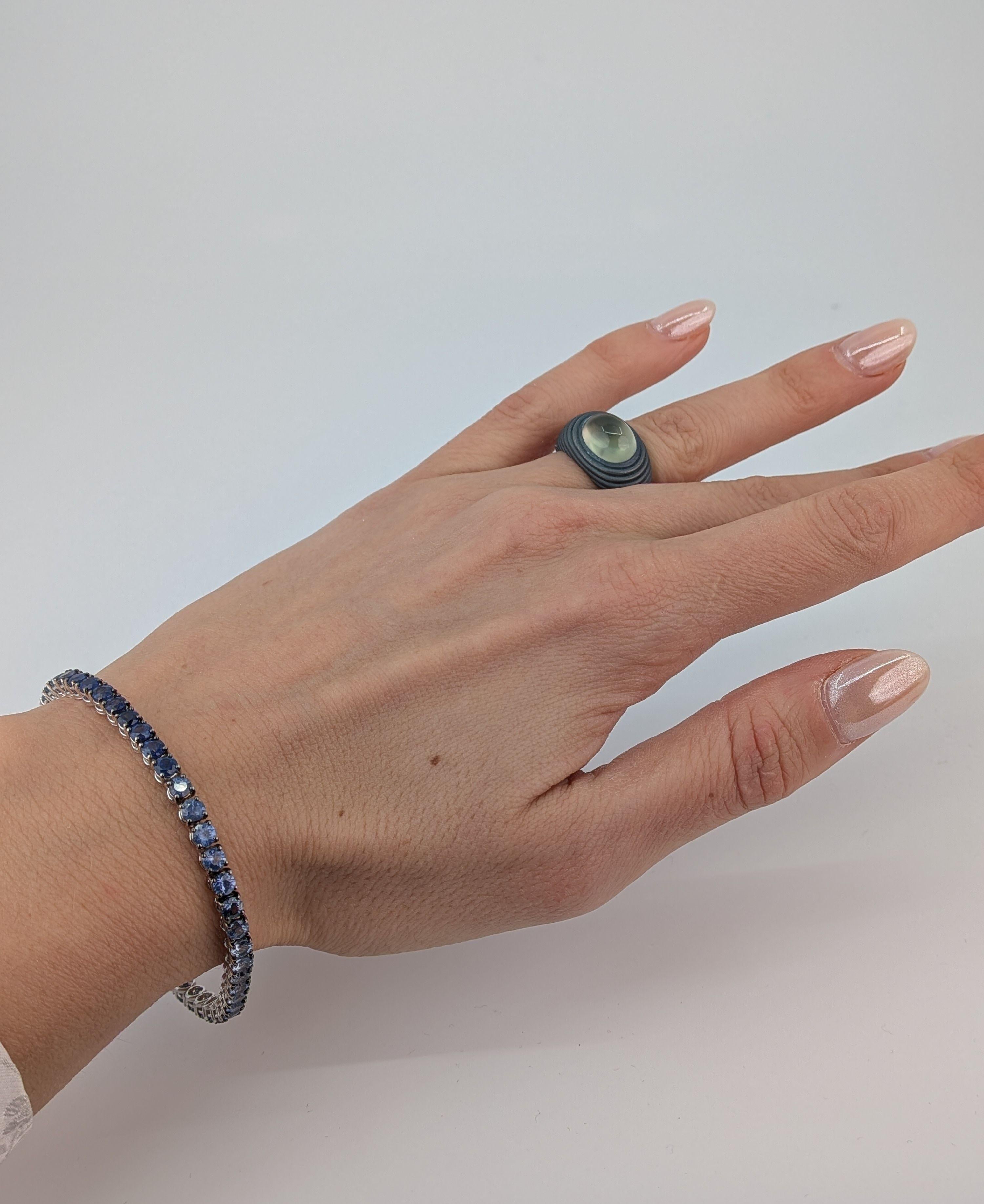 10.25ct Blue Sapphire Color Shade Tennis Bracelet in 18k White Gold 3.5mm MXHM en venta 4