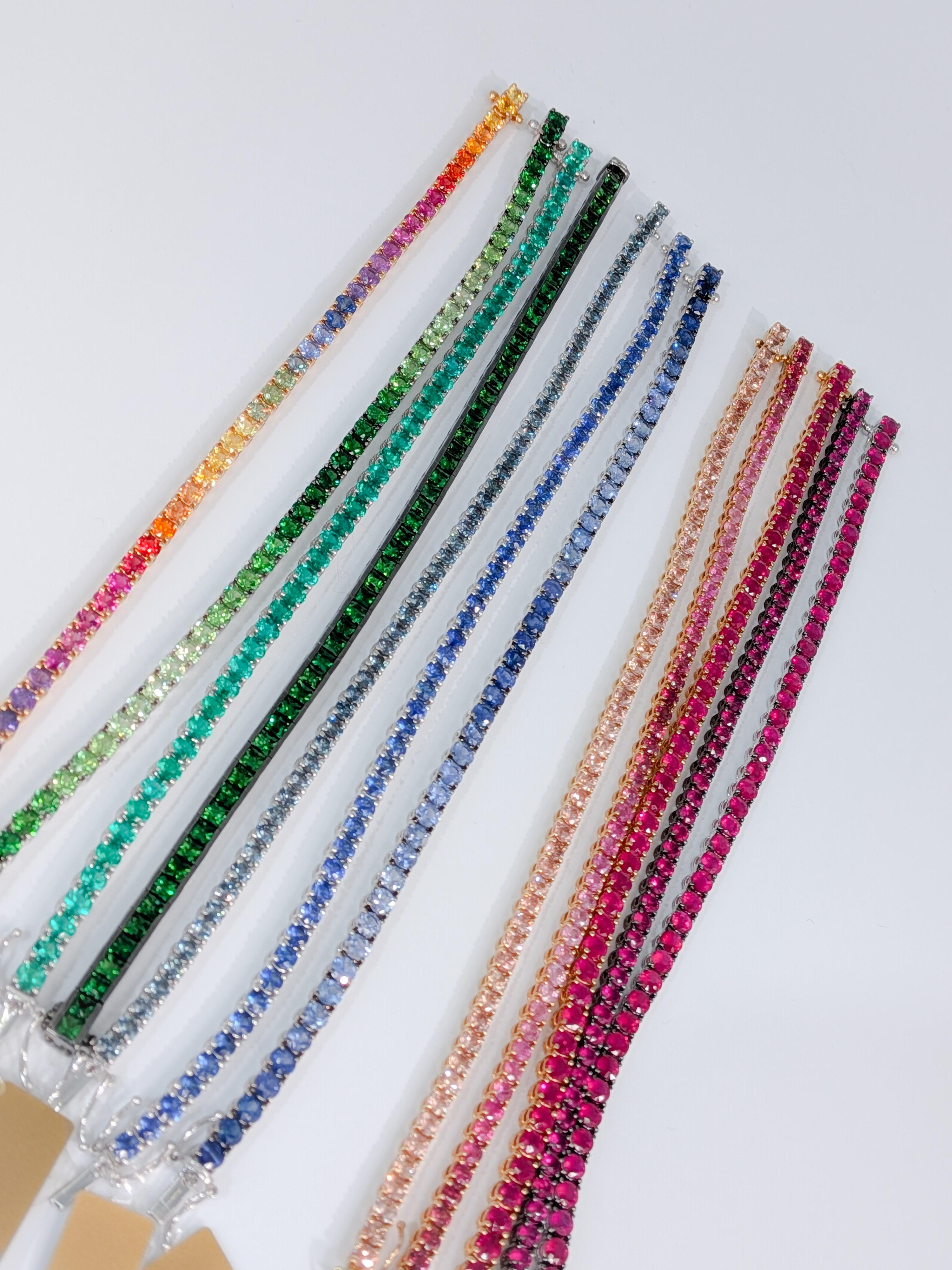 10.25ct Blue Sapphire Color Shade Tennis Bracelet in 18k White Gold 3.5mm MXHM en venta 1