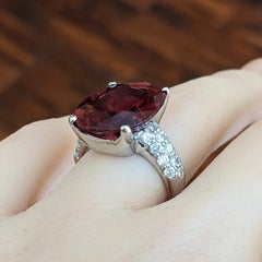 GIA 10.25ct Oval Rubellite and Diamond Cocktail Ring in Platinum Setting