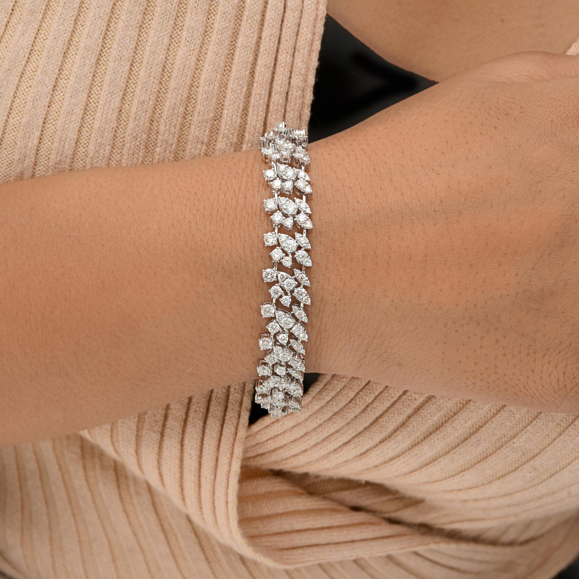 Bracciale di fidanzamento largo con diamanti da 10,25 carati SI/H in oro bianco 14k Tutte le tariffe sono pagate in vendita 4