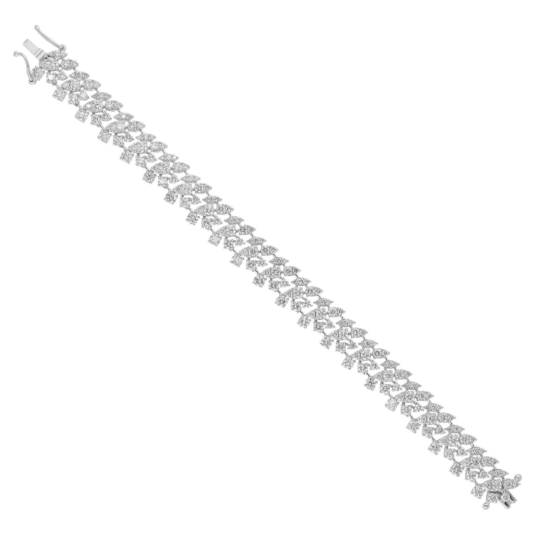Bracciale di fidanzamento largo con diamanti da 10,25 carati SI/H Oro bianco 18 carati Tutta la tariffa pagata