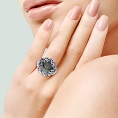 Black Tahitian Pearl, Ruby & Diamond 14K Ring