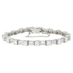 10.26 Carat Round and Baguette Cut Diamond Tennis Bracelet