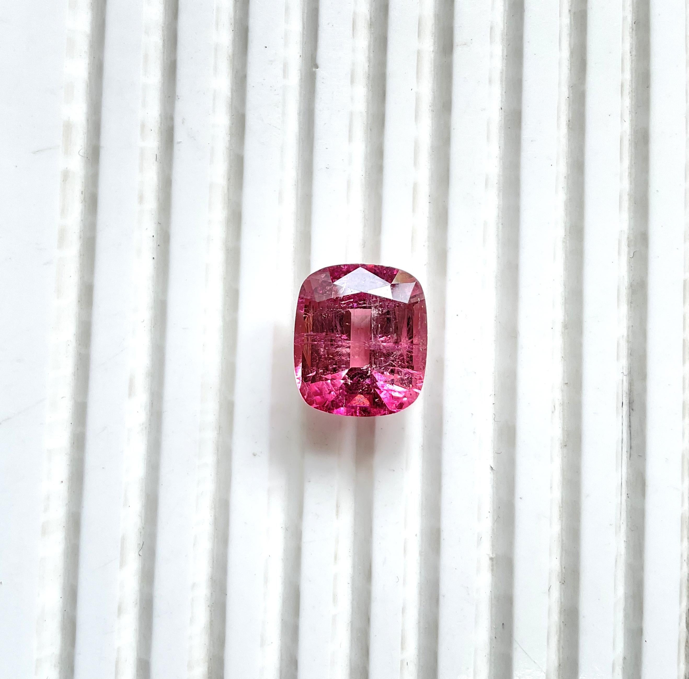 10.26 Carat Top Quality Pink Tourmaline Cushion CutStone For Jewelry Natural Gem For Sale 1