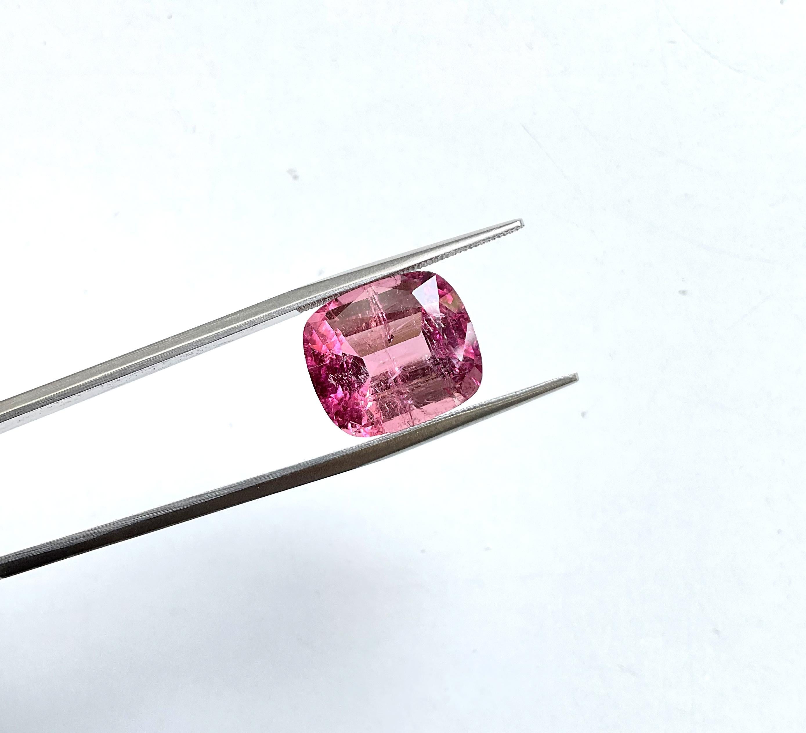 10.26 Carat Top Quality Pink Tourmaline Cushion CutStone For Jewelry Natural Gem For Sale 4