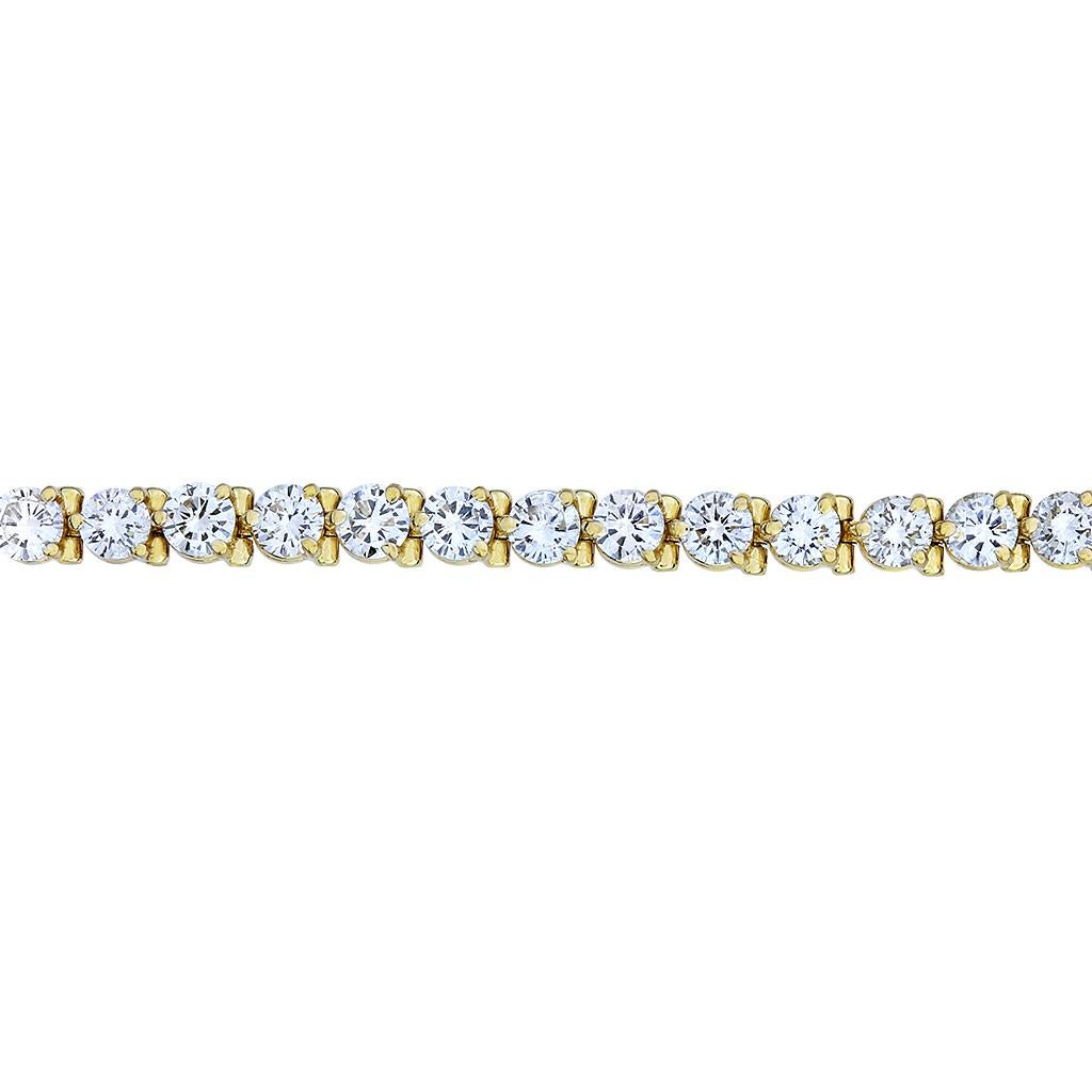 Round Cut 10.26 Carat Total Weight Natural Diamond 14K Gold Tennis Bracelet For Sale