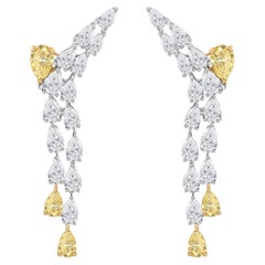 10.26 ct Natural Pear Diamond Cascade Drop Earrings, 18K Two-Tone Gold