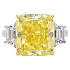 10.27 Carat Radiant Statement Fancy Yellow 18K Gold A Crown-Worthy Fancy Rarity