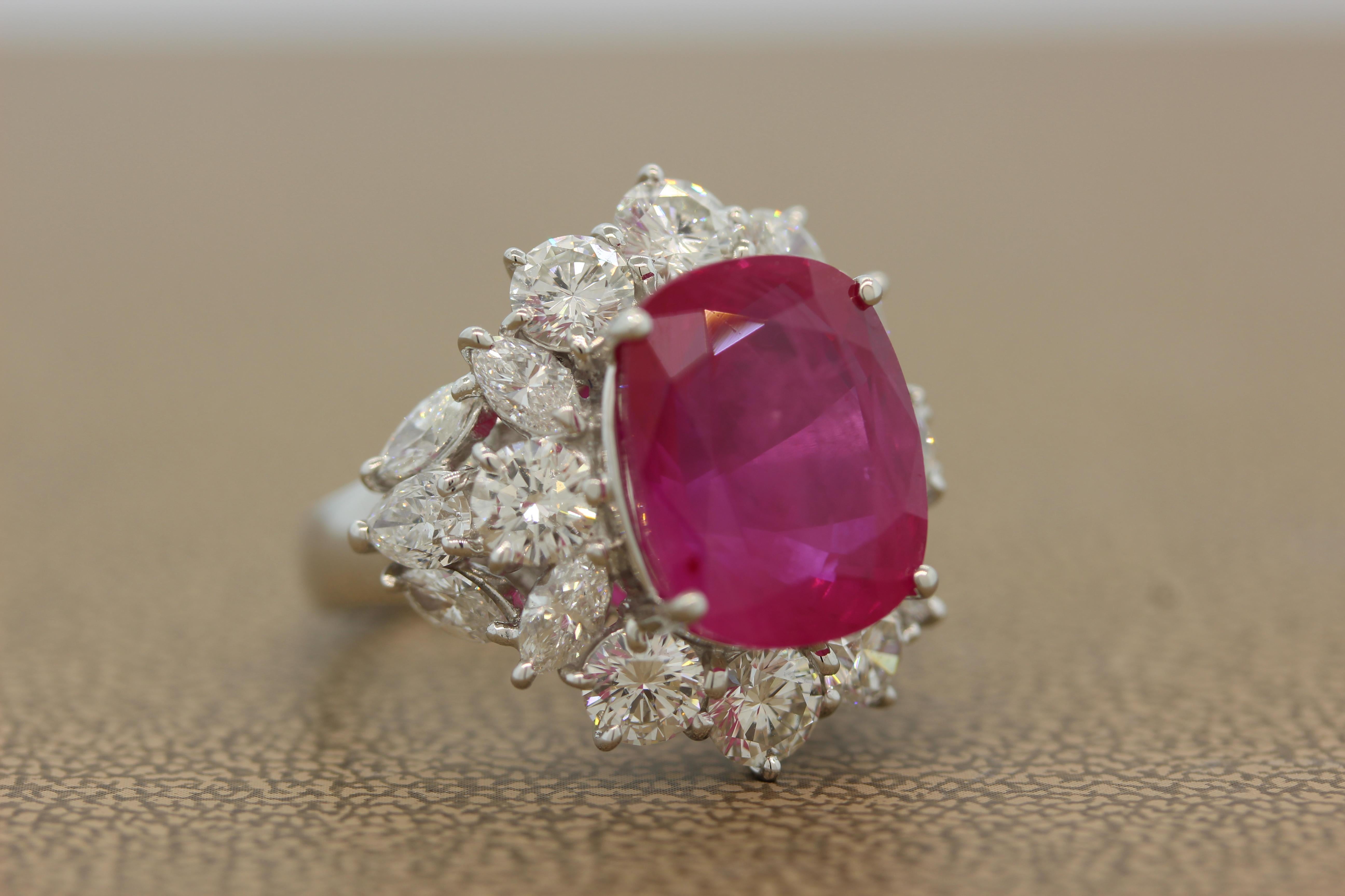 10.27 Carat Burmese Pink Sapphire Diamond Platinum Ring, AGL Certified In New Condition For Sale In Beverly Hills, CA