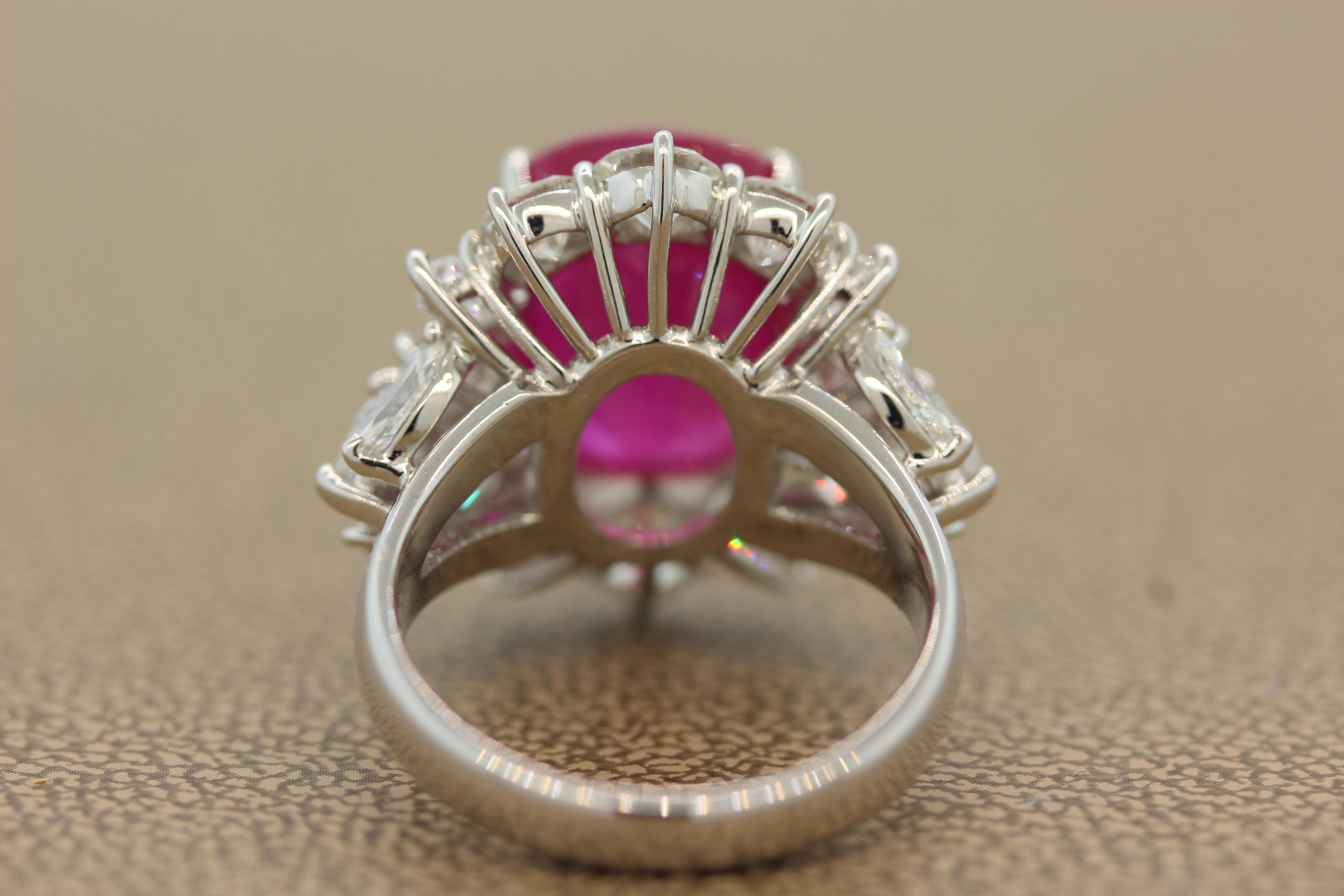10.27 Carat Burmese Pink Sapphire Diamond Platinum Ring, AGL Certified For Sale 1
