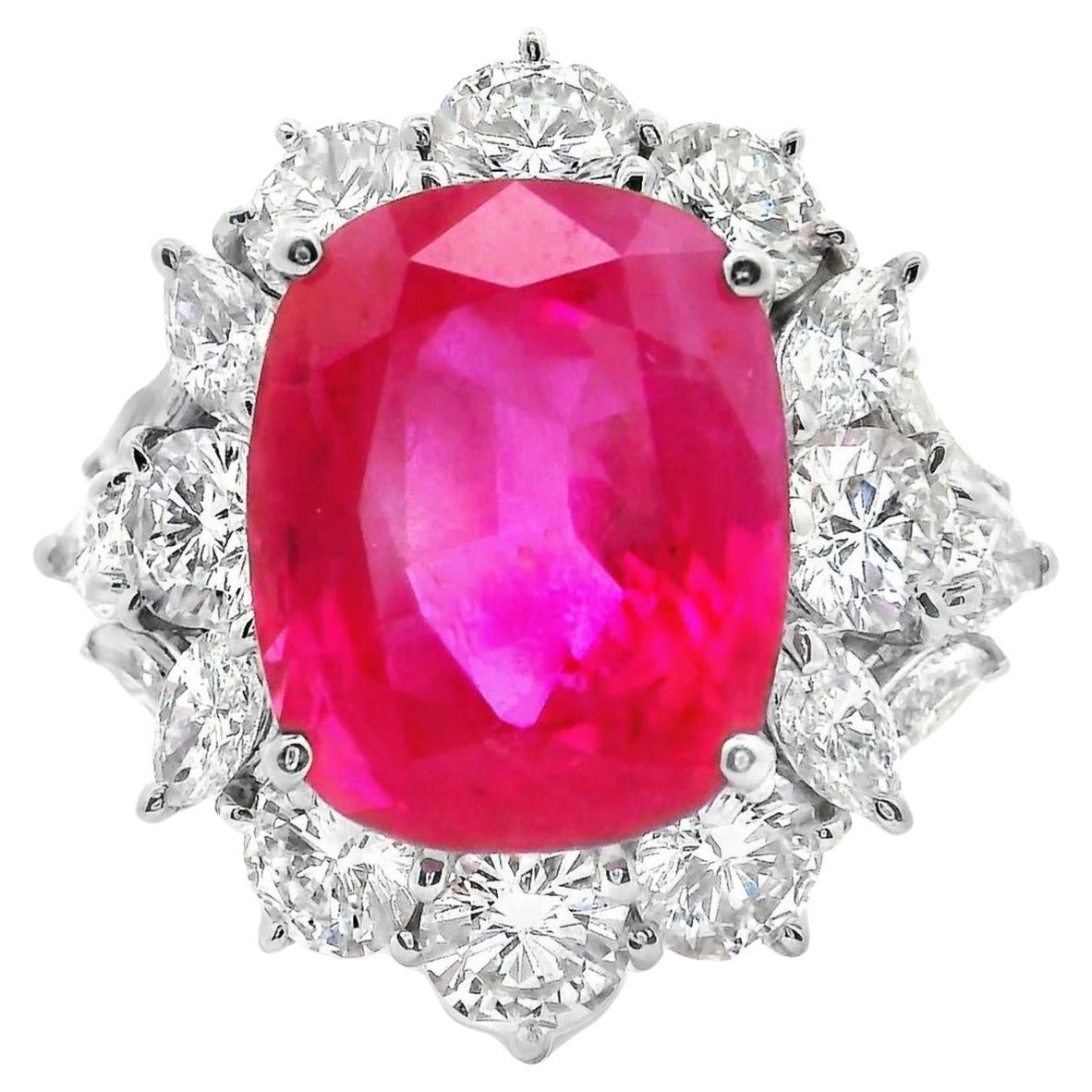 Anillo de platino con diamante rubí birmano de 10,27 ct, certificado GRS
