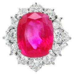 Anillo de platino con diamante rubí birmano de 10,27 ct, certificado GRS
