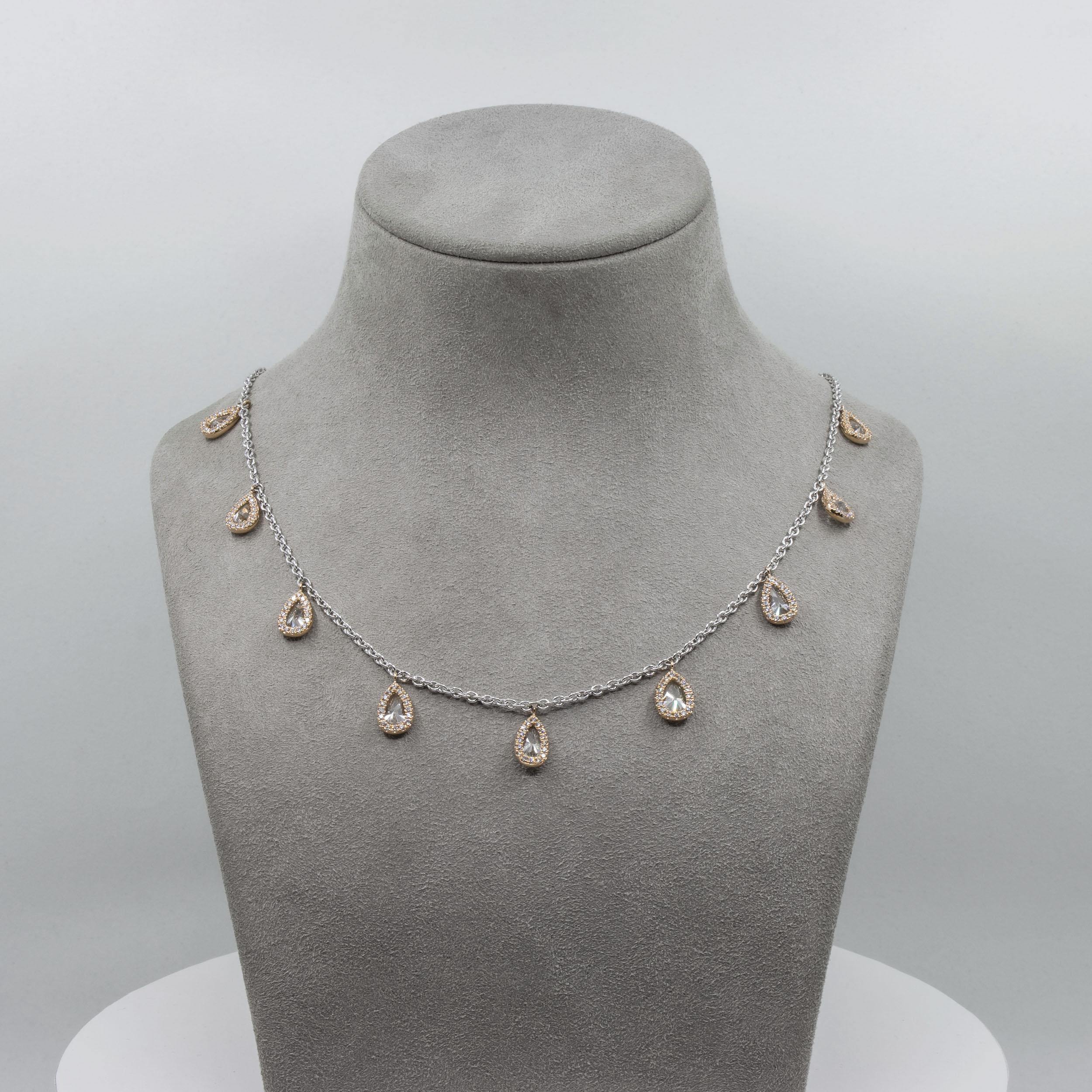 Roman Malakov 10.28 Carats Total Pear Shape Diamond Double-Sided Fringe Necklace For Sale 2