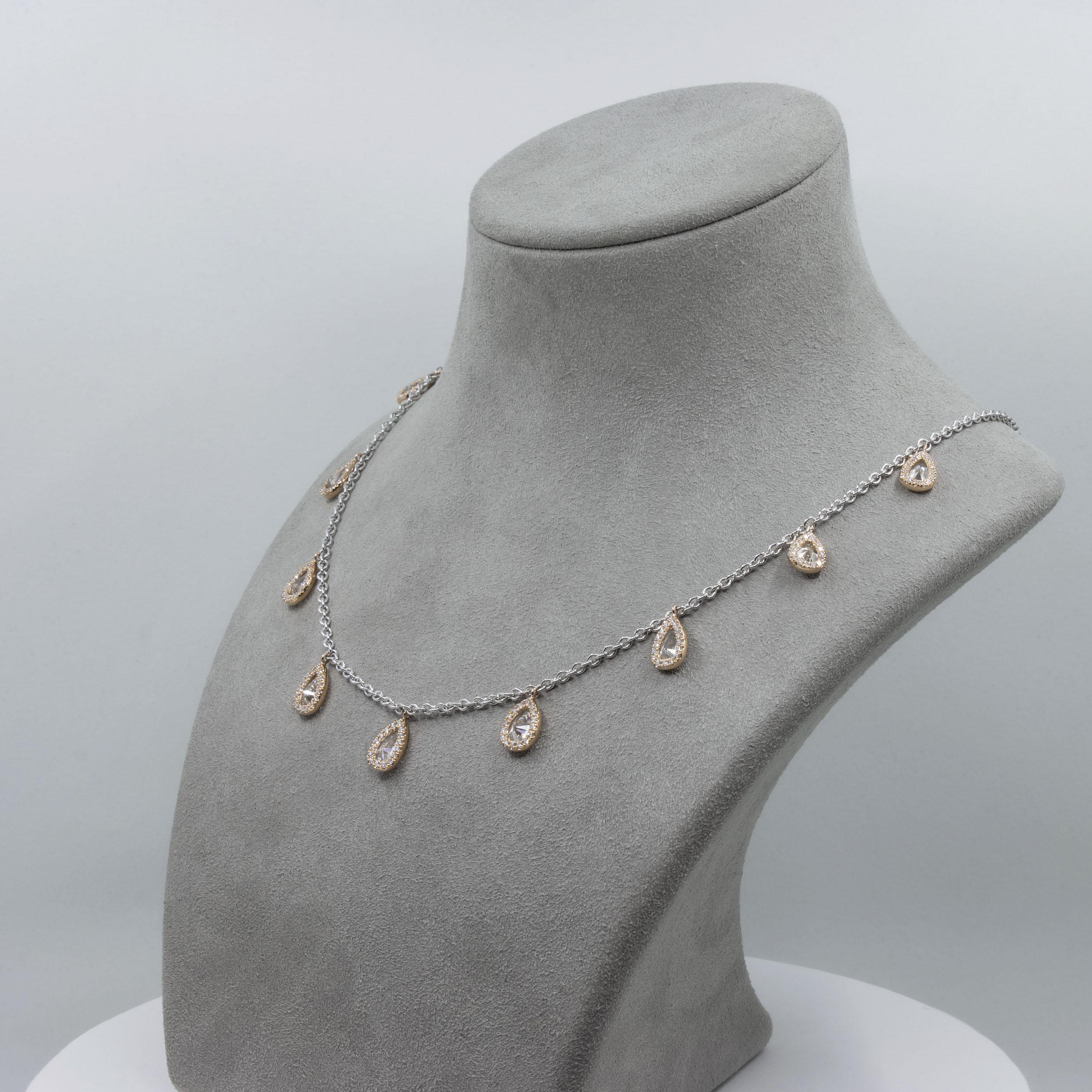 Roman Malakov 10.28 Carats Total Pear Shape Diamond Double-Sided Fringe Necklace For Sale 3