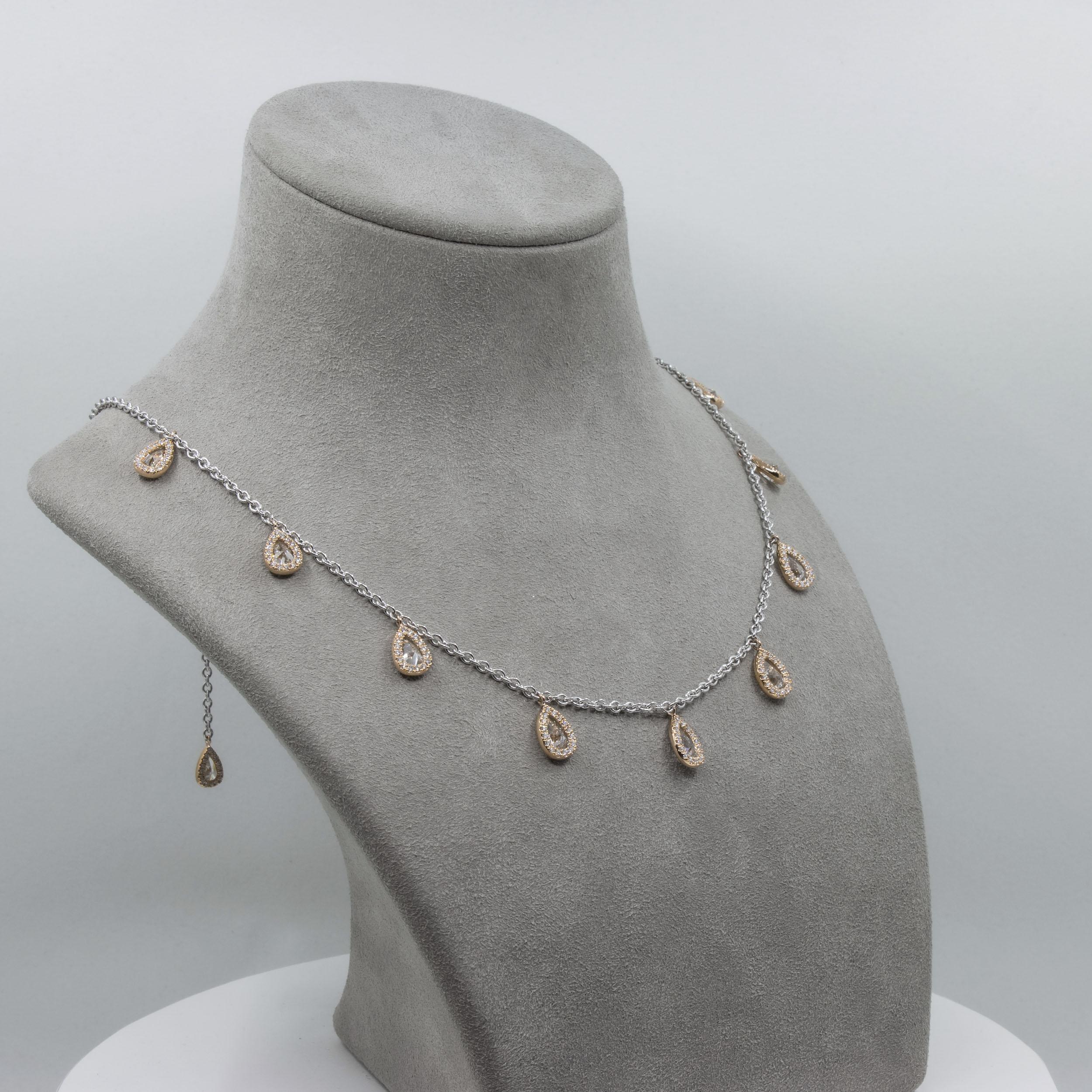 Roman Malakov Collier à franges double face avec diamants en forme de poire de 10,28 carats au total en vente 7
