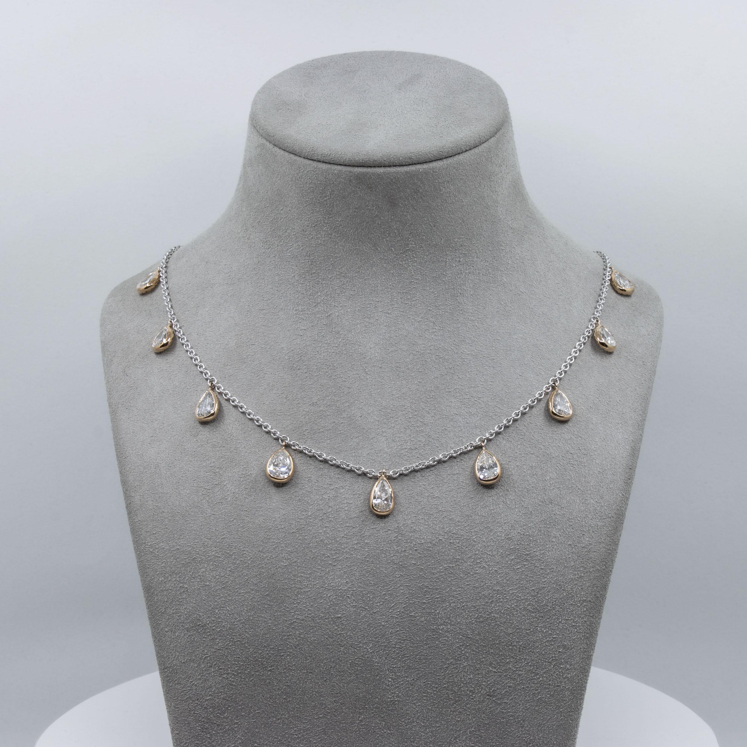 Roman Malakov 10.28 Carats Total Pear Shape Diamond Double-Sided Fringe Necklace For Sale 5