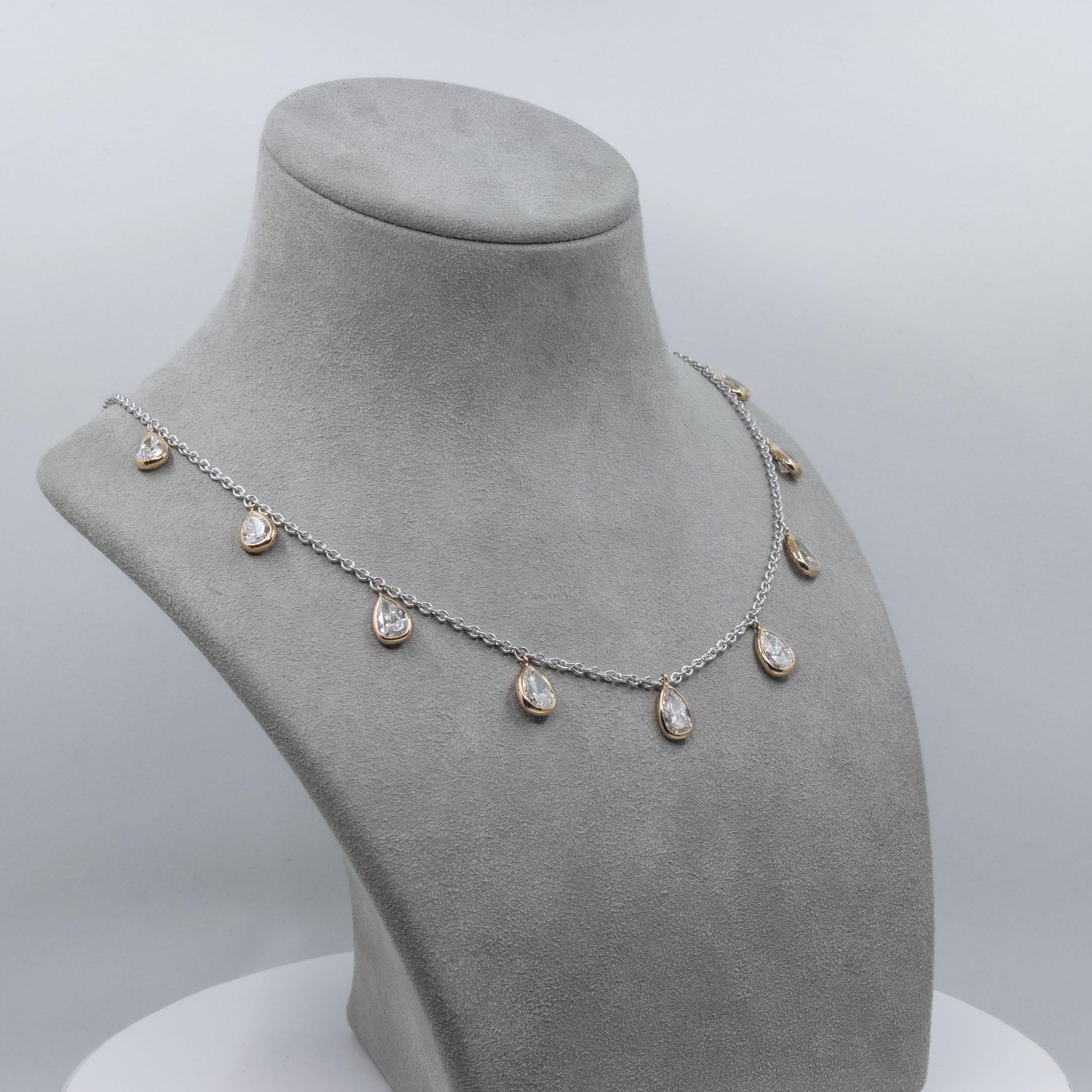 Roman Malakov 10.28 Carats Total Pear Shape Diamond Double-Sided Fringe Necklace For Sale 6