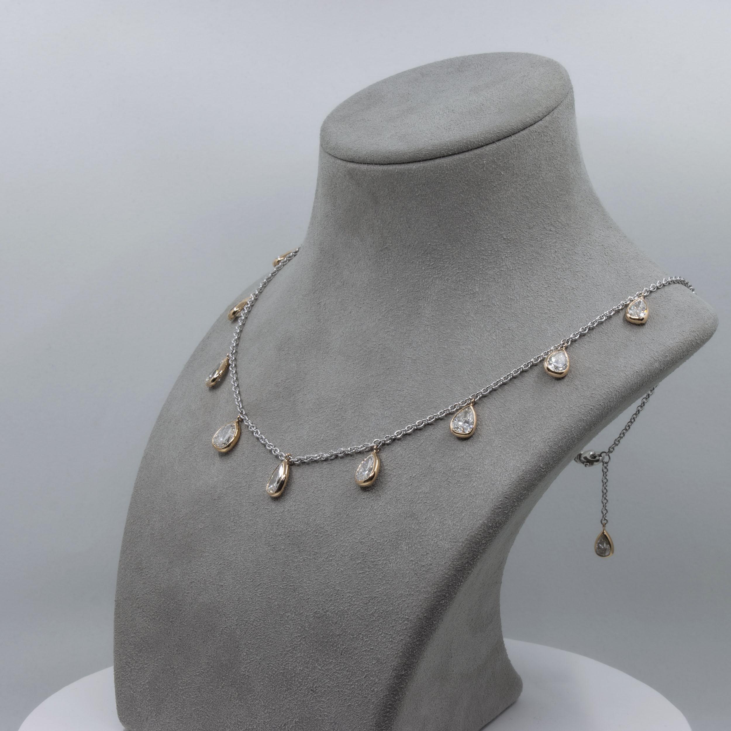 Roman Malakov 10.28 Carats Total Pear Shape Diamond Double-Sided Fringe Necklace For Sale 7