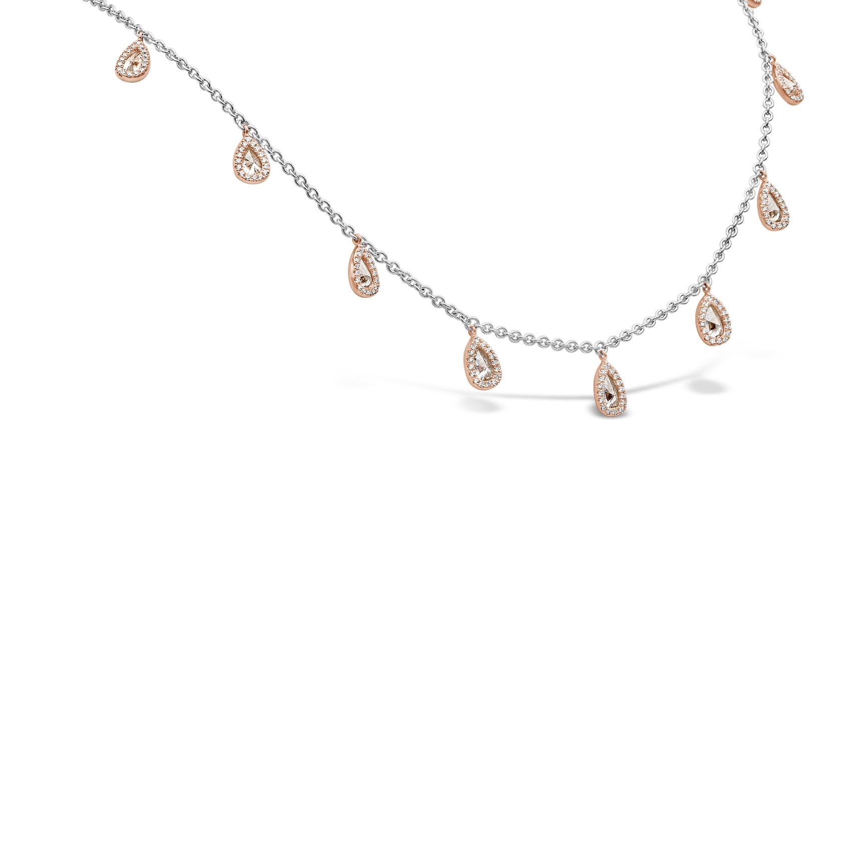 Taille poire Roman Malakov Collier à franges double face avec diamants en forme de poire de 10,28 carats au total en vente