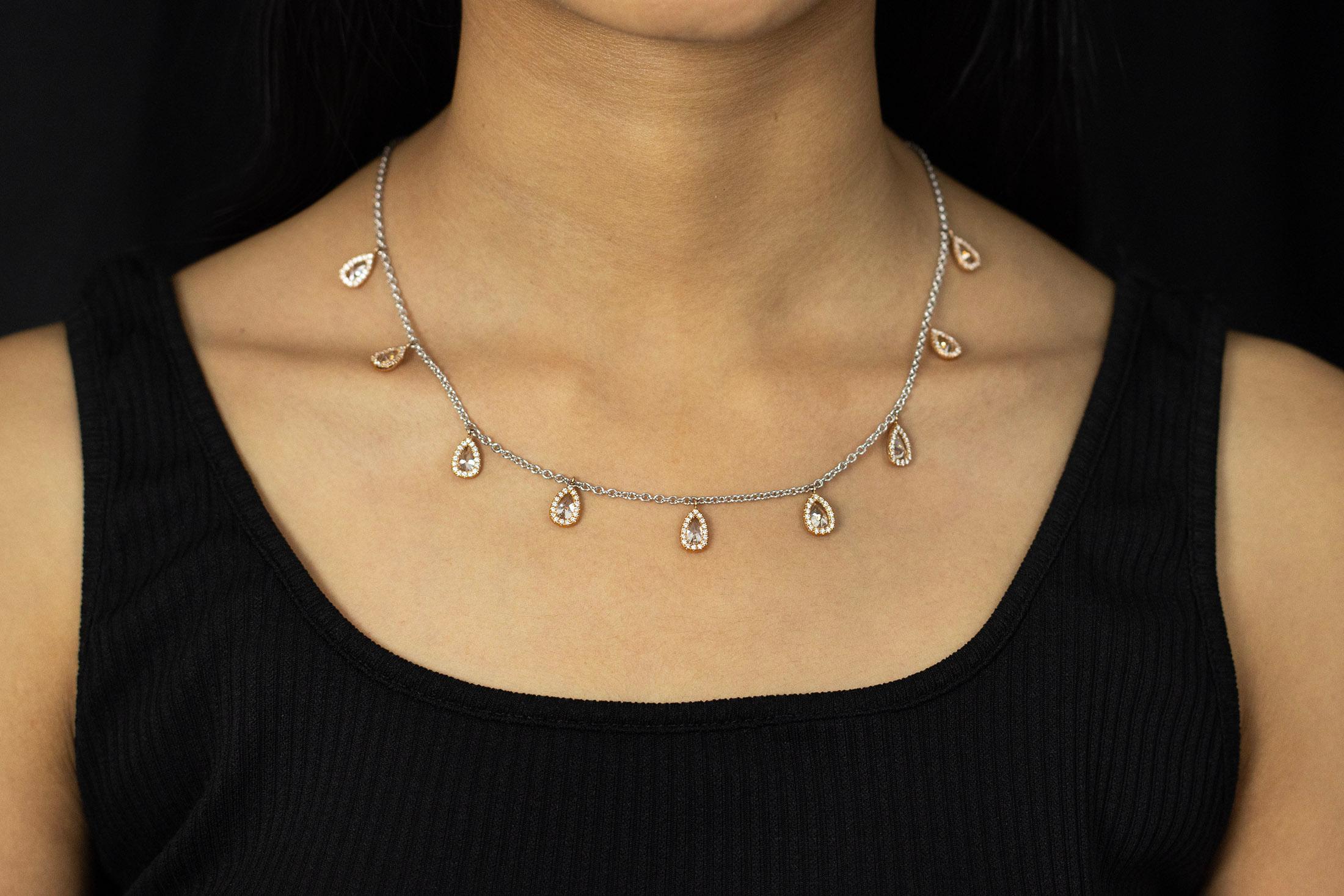 Roman Malakov Collier à franges double face avec diamants en forme de poire de 10,28 carats au total en vente 1