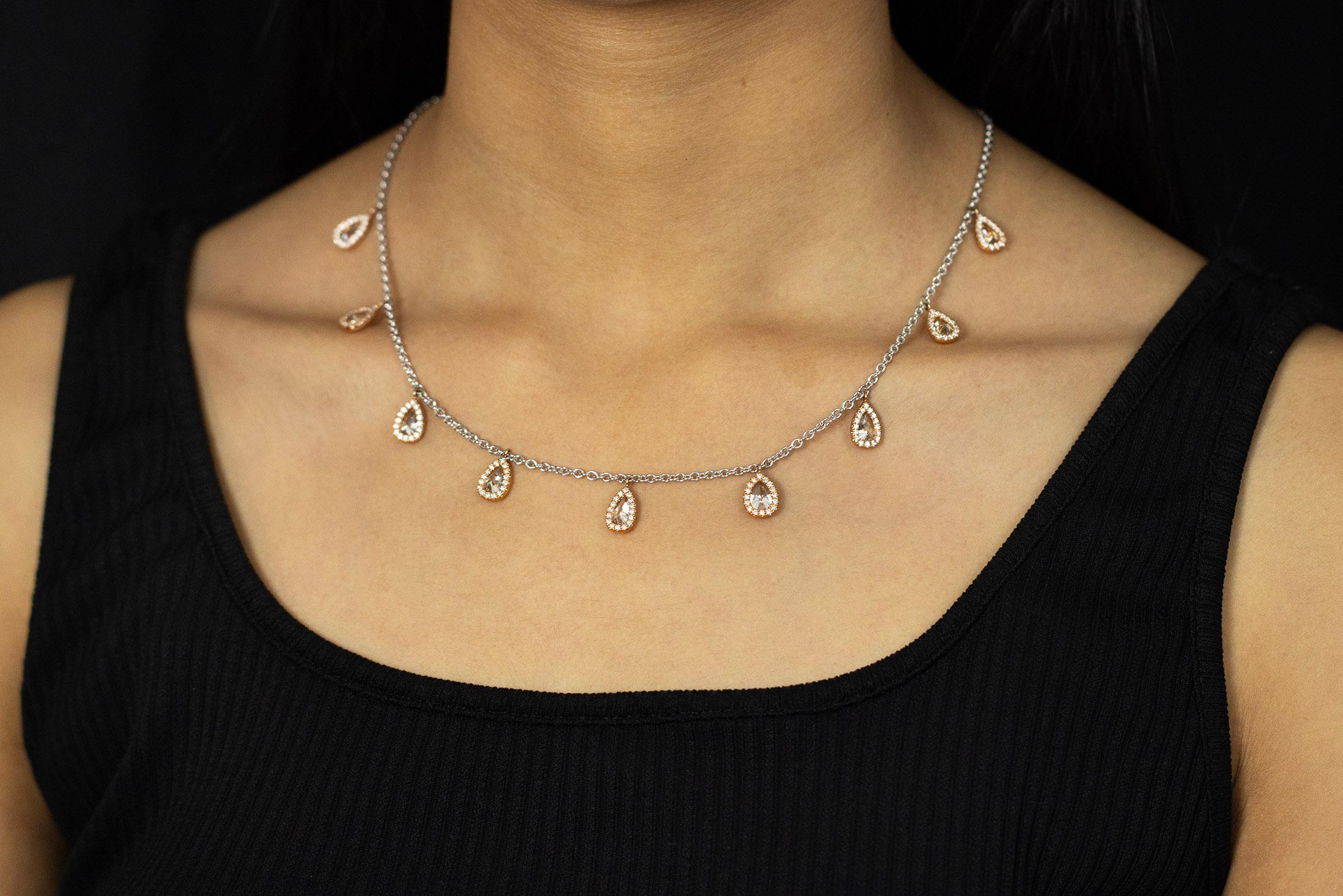 Roman Malakov Collier à franges double face avec diamants en forme de poire de 10,28 carats au total en vente 2